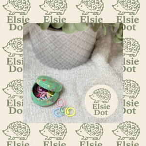Tiny Round Floral Tin with Metal Spiral Stitch Markers