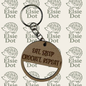 Wooden Crochet Keyring - Eat, Sleep, Crochet, Repeat!